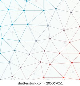 Dots with connections, triangles light background