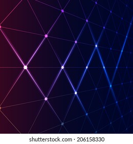 Dots with connections, triangles light perspective background