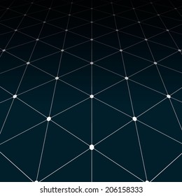 Dots with connections, triangles light perspective background