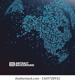 Dots constructed the sphere map of the world. Technology image of globe. Graphic concept for your design