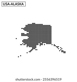 Dots create a visual representation of Alaska, emphasizing its unique geographic shape and features.