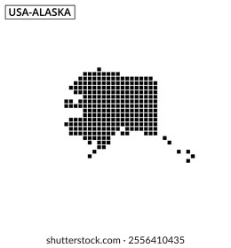 Dots create a visual representation of Alaska, emphasizing its unique geographic shape and features.