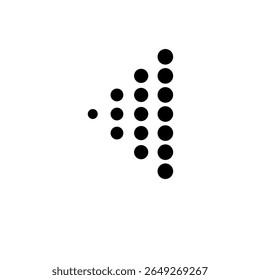 Dots Decreased from one corner to another Solid Flat Vector Icon Isolated on White Background.