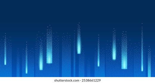 Pontos Tecnologia Digital Vetor Azul Fundo. Inteligência Artificial conceito de código de dados abstratos. Luz Tech Rain Gritty Textura Grão Fundo Ilustração