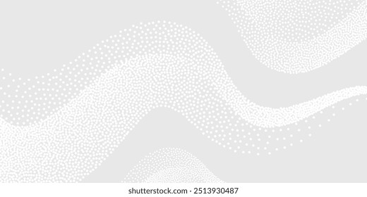 Dots digitale Technologie graues Licht Vektor Hintergrund. Abstraktes Datencodekonzept für künstliche Intelligenz. Weiße Wellen Gritty Textur Korn Hintergrund Illustration