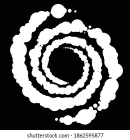 Dots, dotted circular spiral. Swirl, twirl of circles. Stippling, pointillist design. Speckles, flecks vector illustration
