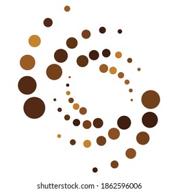 Dots, dotted circular spiral. Swirl, twirl of circles. Stippling, pointillist design. Speckles, flecks vector illustration