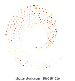 Dots, dotted circular spiral. Swirl, twirl of circles. Stippling, pointillist design. Speckles, flecks vector illustration