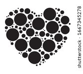 Dots, dotted, speckled heart element. Heart made of circles. Clip-art for love, affection, marriage heart-health concepts