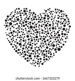 Puntos, punteados, troquelado elemento cardíaco. Corazón hecho de círculos. Imágenes prediseñadas para el amor, el afecto, el matrimonio y los conceptos de salud cardíaca