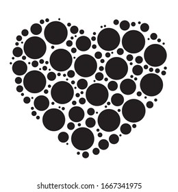 Dots, dotted, speckled heart element. Heart made of circles. Clip-art for love, affection, marriage heart-health concepts