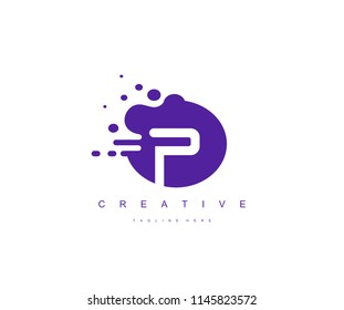 Dots Fast Element Abstract Letter P Logo Design