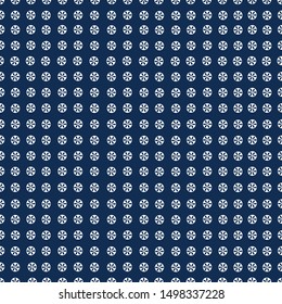 Dots with flower seamless pattern. Baby shower navy background