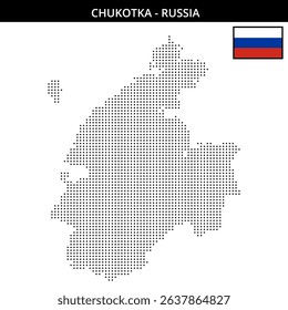 Dots form a pixelated map of Chukotka region