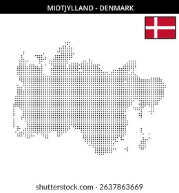 Dots form a pixelated map of Midtjylland Denmark
