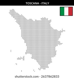 Dots form a pixelated outline of Tuscany in Italy