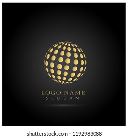 Dots Globe & Sphere Logo. Symbol & Vector Template.