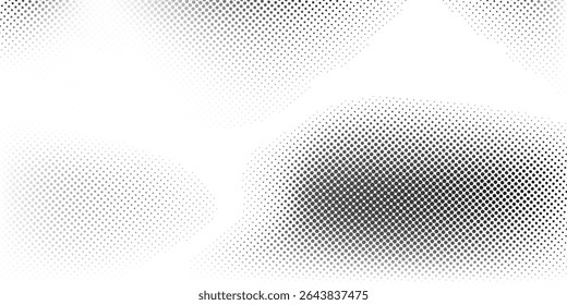 Plano de fundo de gradiente de pontos. Textura de ruído de grão desbotado. Papel de parede de areia branca e preta. Fundo retro pixelizado. 