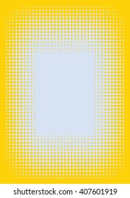 Dots gradient, halftone frame, A4 format, vector colorful illustration