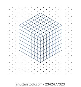 Dots grid background. Square graph. isometric cube line drawing. Architect project texture. School math sheet. the world of geometry