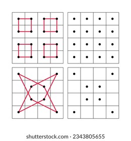 Dots grid Draw a line for each of these shapes of the dotted line practice exercise. School math sheet. the world of geometry