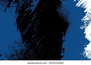 Dots halftone black color pattern gradient grunge texture background. Dots pop art comics sport style vector illustration blue and white grunge vector arts. horizontal layout 