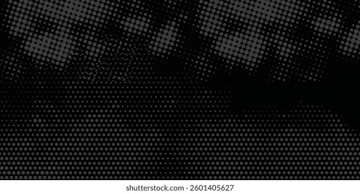 Dots halftone black color pattern gradient texture with technology digital background. Dots pop art comics