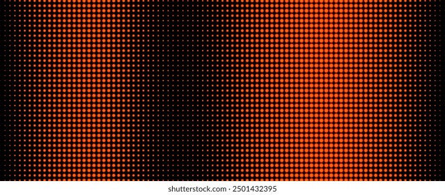 Dots halftone black orange color pattern gradient texture with technology digital background. Dots pop art comics with summer background. vector