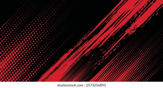 Dots halftone black and red color pattern gradient grunge texture background. Dots pop art comics sport style 