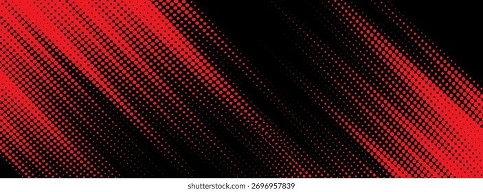 Pontos meio-tom preto e vermelho padrão de cor gradiente gradiente fundo textura grunge. Pontos pop art quadrinhos estilo esporte ilustração vetorial. Eps10