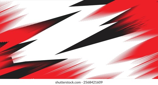 Dots halftone black, red and white color pattern gradient grunge texture background. Dot pop art comic sport style vector illustration sport.