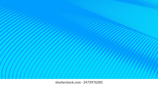 Textura de degradado de patrón de color azul de semitono de puntos con fondo digital de tecnología. Cómics de arte pop con fondo de verano.