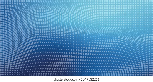 Textura de gradiente de patrón de color azul semitono de puntos con tecnología de fondo digital. Cómics de arte pop de puntos con Diseño gráfico de naturaleza.