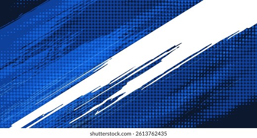 Dots halftone and blue color pattern gradient grunge texture background. Dots pop art comics sport style vector illustration.