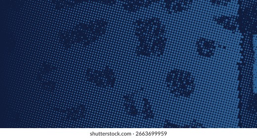 Pontos de meio-tom azul cor padrão textura gradiente com tecnologia digital fundo. Quadrinhos de arte pop com fundo de verão.