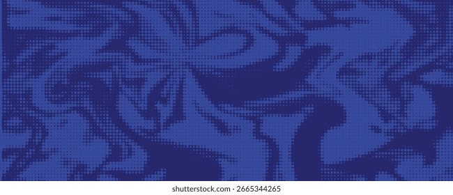 Textura de gradiente de patrón de color azul semitono de puntos con tecnología de fondo digital. Cómics de arte pop de puntos con fondo de verano.