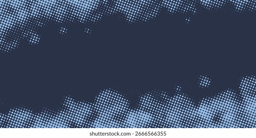 Textura de gradiente de patrón de color azul semitono de puntos con tecnología de fondo digital. Cómics de arte pop de puntos con fondo de verano. ilustración de Vector