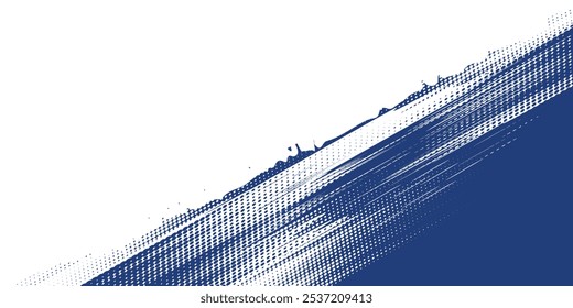 Dots halftone blue and dark blue color pattern gradient grunge texture background. Dots pop art sport style vector illustration. Vector grunge halftone