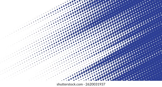 Dots halftone blue and dark blue color pattern gradient grunge texture background. Dots pop art sport style vector illustration.