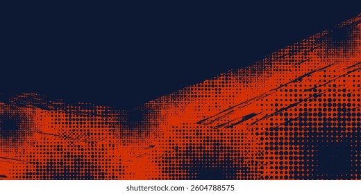 Dots halftone blue and orange color pattern gradient grunge texture background. Dots pop art comics sport style vector illustration