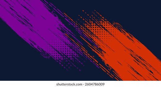 Dots halftone blue orange and purple color pattern gradient grunge texture background. Dots pop art comics sport style vector illustration