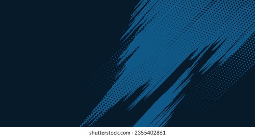 Dots halftone and dark blue color pattern gradient grunge texture background. Dots pop art sport style vector illustration.