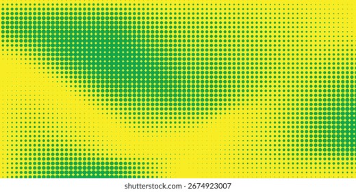 Fondo de textura de gradiente de patrón de color verde amarillo efecto semitono de puntos. Eps 10