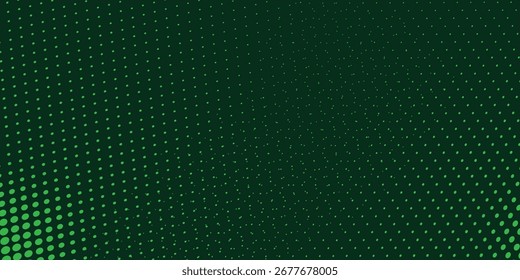 Dots halftone with gradient grunge texture dark green background. Dots pop art sport style vector illustration.