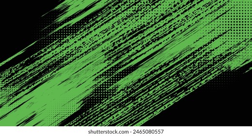 Dots halftone green and black color pattern gradient grunge texture background. Dots pop art comics sport style modern black abstract background.