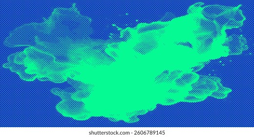 Dots halftone green blue color pattern gradient texture with technology digital background. Dots pop art comics with summer background. 