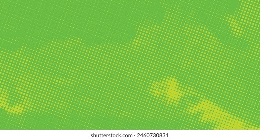 Textura de degradado de patrón de color verde de semitono de puntos con fondo digital de tecnología. Cómics de arte pop con Diseño gráfico de la naturaleza
