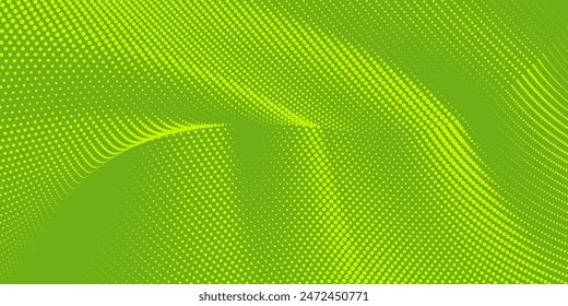 Textura de degradado de patrón de color verde de semitono de puntos con fondo digital de tecnología. Cómics de pop art con Diseño gráfico de la naturaleza.