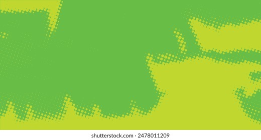 Textura de degradado de patrón de color verde de semitono de puntos con fondo digital de tecnología. Cómics de pop art con Diseño gráfico de la naturaleza.