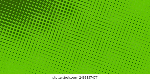 Dots halftone green color pattern gradient texture with technology digital background. Dots pop art comics with nature graphic design.